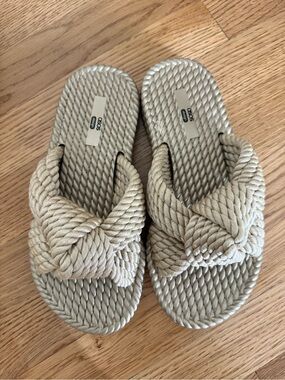 ASOS Beige Twisted Rope Slide Sandals